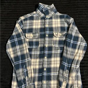 American Eagle Outfitters Navy and Cream Plaid Shirt